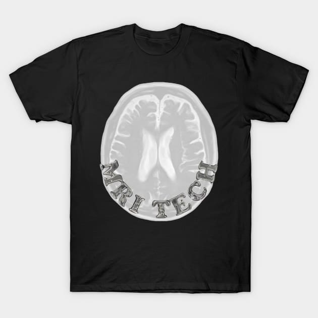 MR Tech Logo with Brain Scan Black BG T-Shirt by Humerushumor